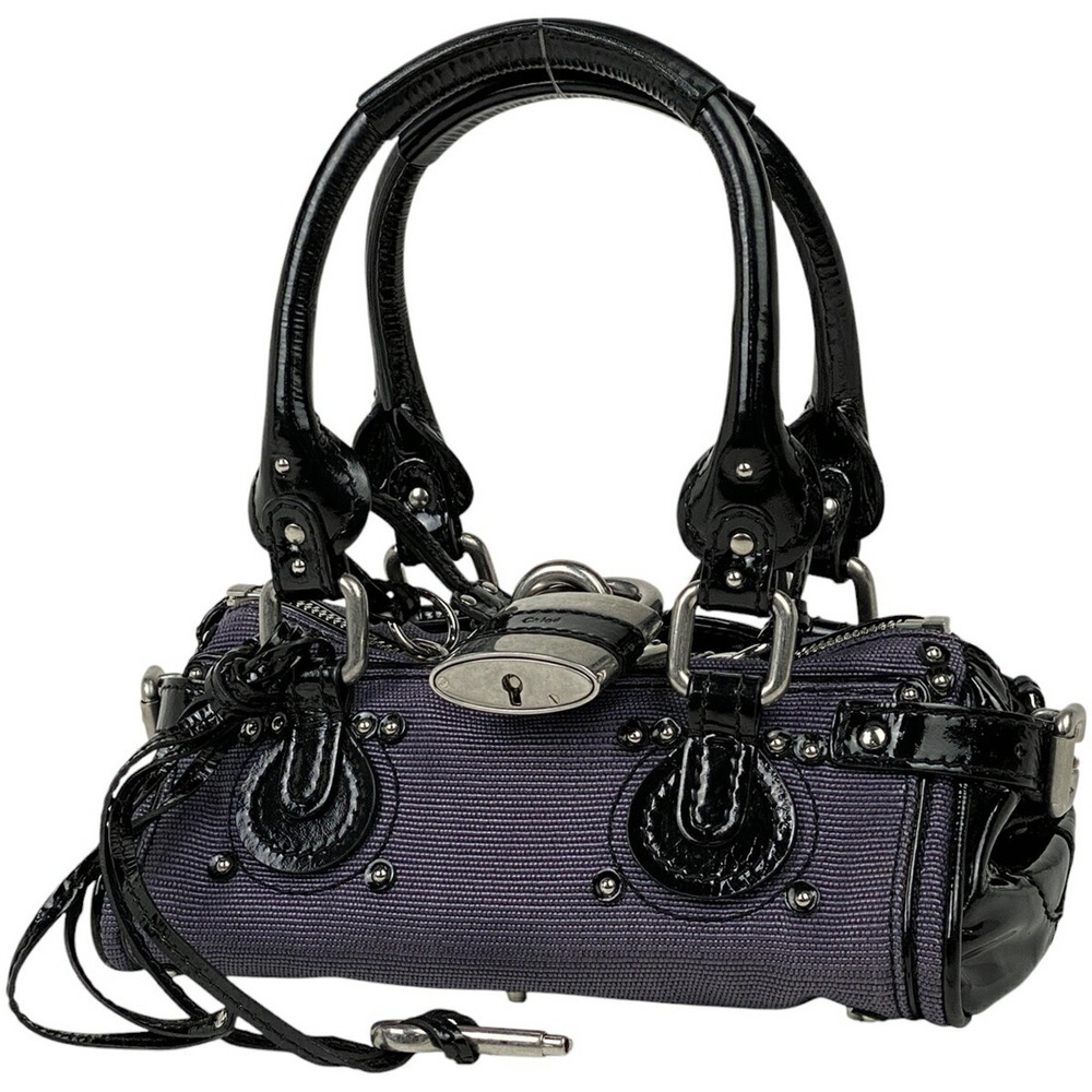 Chloe Paddington Handbag Mini Canvas Purple Black - Picture 1 of 9